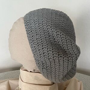 Gray Crochet Beanie Tam